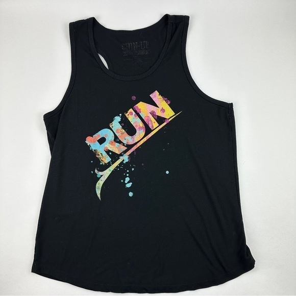 Chin Up Tank Top Womens Black Run Multicolor - Picture 1 of 8